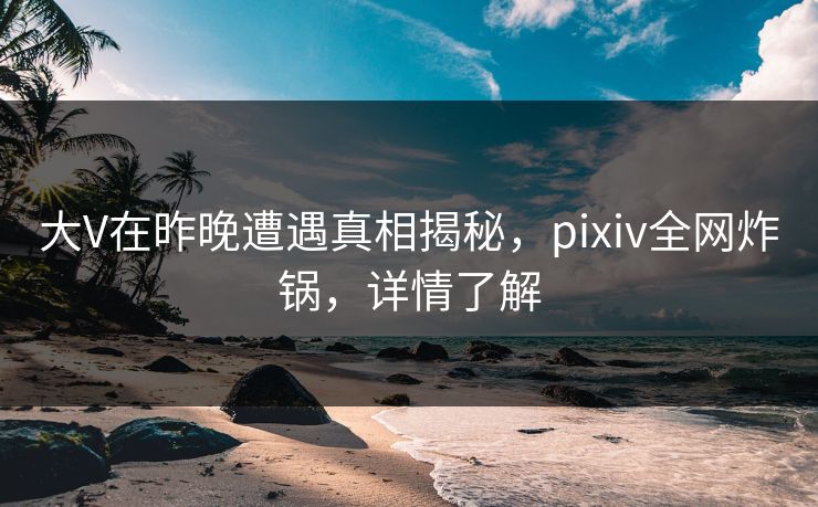 大V在昨晚遭遇真相揭秘,pixiv全网炸锅,详情了解