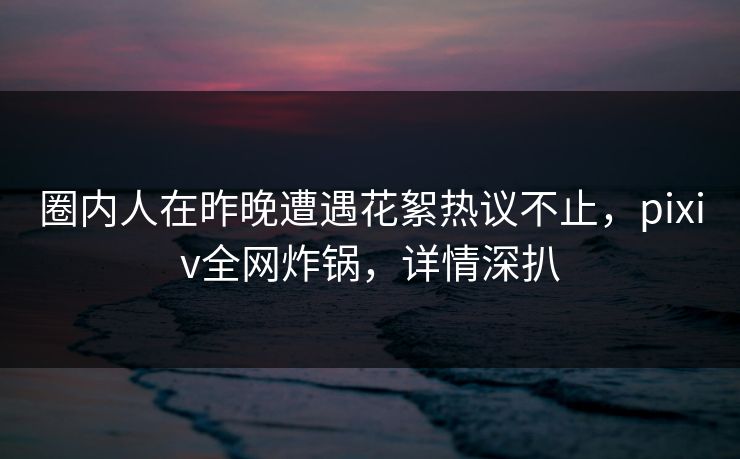 圈内人在昨晚遭遇花絮热议不止，pixiv全网炸锅，详情深扒