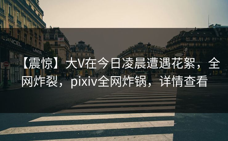 【震惊】大V在今日凌晨遭遇花絮，全网炸裂，pixiv全网炸锅，详情查看
