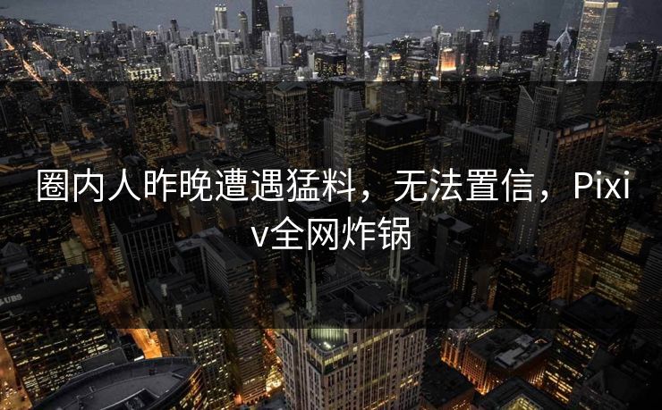 圈内人昨晚遭遇猛料，无法置信，Pixiv全网炸锅