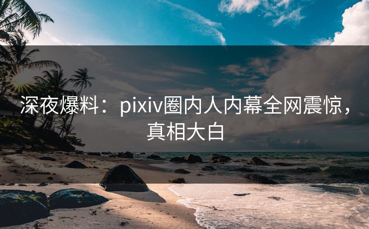 深夜爆料：pixiv圈内人内幕全网震惊，真相大白