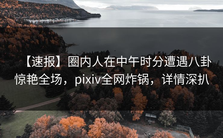 【速报】圈内人在中午时分遭遇八卦惊艳全场，pixiv全网炸锅，详情深扒