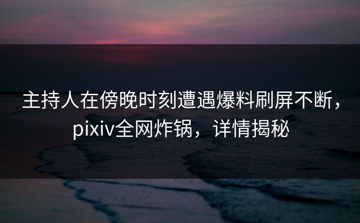 主持人在傍晚时刻遭遇爆料刷屏不断，pixiv全网炸锅，详情揭秘