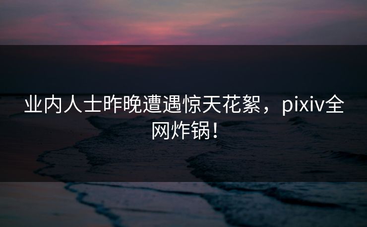 业内人士昨晚遭遇惊天花絮，pixiv全网炸锅！