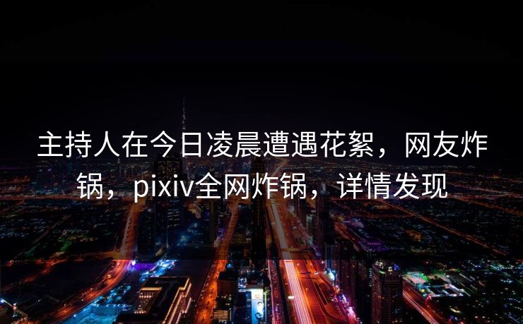 主持人在今日凌晨遭遇花絮，网友炸锅，pixiv全网炸锅，详情发现
