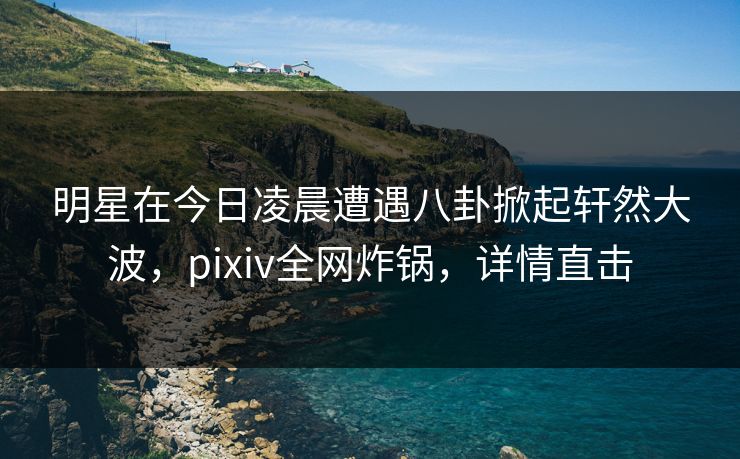 明星在今日凌晨遭遇八卦掀起轩然大波，pixiv全网炸锅，详情直击
