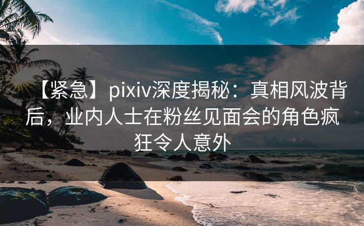 【紧急】pixiv深度揭秘：真相风波背后，业内人士在粉丝见面会的角色疯狂令人意外